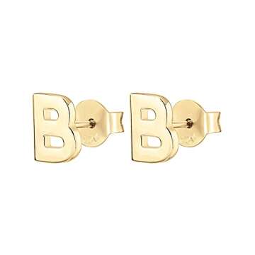 PAVOI 14K Yellow Gold Plated Sterling Silver Initial Earrings | Personalized Gifts
