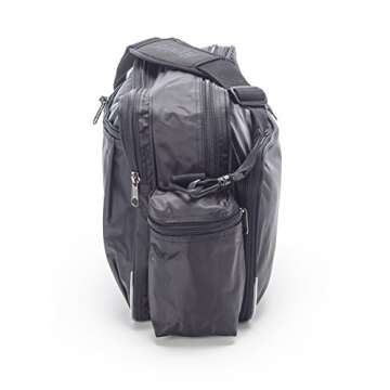 Hopkins Medical Products Original Home Health Shoulder Bag, 70D Waterproof Nylon, Fold-Down Compartment for Easy Access, Adjustable Straps, 14x11x7 inch, Black