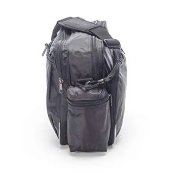 Hopkins Medical Products Original Home Health Shoulder Bag, 70D Waterproof Nylon, Fold-Down Compartment for Easy Access, Adjustable Straps, 14x11x7 inch, Black