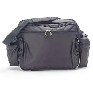 Hopkins Medical Products Original Home Health Shoulder Bag, 70D Waterproof Nylon, Fold-Down Compartment for Easy Access, Adjustable Straps, 14x11x7 inch, Black