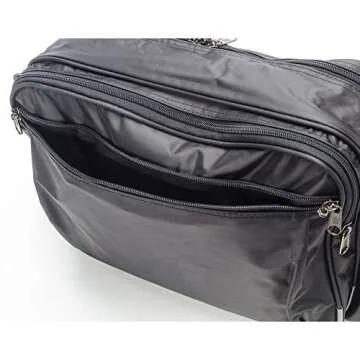 Hopkins Medical Products Original Home Health Shoulder Bag, 70D Waterproof Nylon, Fold-Down Compartment for Easy Access, Adjustable Straps, 14x11x7 inch, Black