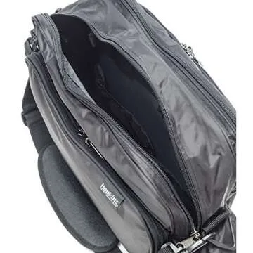 Hopkins Medical Products Original Home Health Shoulder Bag, 70D Waterproof Nylon, Fold-Down Compartment for Easy Access, Adjustable Straps, 14x11x7 inch, Black