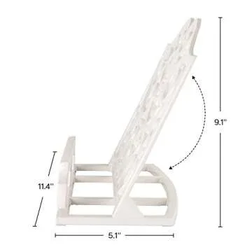 JOGREFUL Vintage Cookbook Stand Cast Iron, Decorative Metal Cookbook Recipe Holder for Bible, Easel, Textbooks, Magazine, Art, iPad, Kitchen Counter, Prayer Book Stand, 11.4L * 5.1W * 9.1H, White
