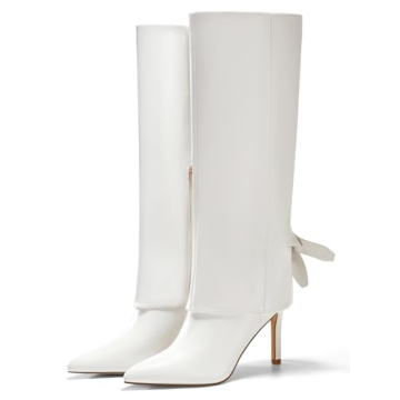Coutgo Womens Knee High Boots Fold Over Pointed Toe Stiletto High Heel Boot Sexy Winter Tall Boots, ...