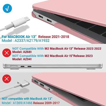 IBENZER Compatible with New MacBook Air 13 inch Case 2022 2021 2020 M1 A2337 A2179 A1932, Plastic Hard Shell Case with Keyboard Cover for Mac Retina Display with Touch ID, Rose Quartz, MMA-T13RQ+1