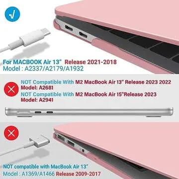 IBENZER Compatible with New MacBook Air 13 inch Case 2022 2021 2020 M1 A2337 A2179 A1932, Plastic Hard Shell Case with Keyboard Cover for Mac Retina Display with Touch ID, Rose Quartz, MMA-T13RQ+1