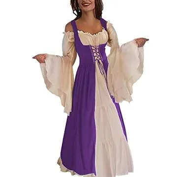 Abaowedding Womens's Medieval Renaissance Costume Cosplay Chemise and Over Dress 2X-large/3X-Large P...