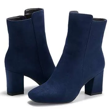 IDIFU Ada Women’s Square Toe Block Heel Ankle Boots