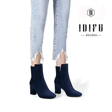 IDIFU Ada Women’s Square Toe Block Heel Ankle Boots