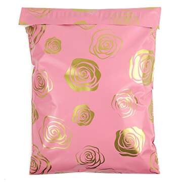Inspired Mailers - Poly Mailers 10x13-100 Pack - Gold Roses Deluxe - Shipping Bags for Clothing - Mailing Envelopes 10x13 - Shipping Envelopes - Packaging Bags