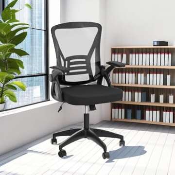 naspaluro Ergonomic Office Chair, Mid Back Desk Chair with Adjustable Height, Swivel Chair with Flip...