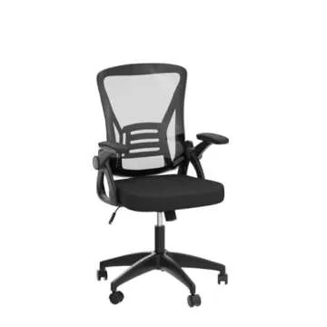 naspaluro Ergonomic Office Chair, Mid Back Desk Chair with Adjustable Height, Swivel Chair with Flip-Up Arms and Lumbar Support, Breathable Mesh Computer Chair for Home/Study/Working, Dark Black