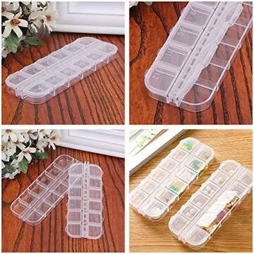 jinzefa 6 Pieces Nail Art Tool Jewelry Storage Box, 12 Compartments Plastic Rhinestone Organizer Container Case, Display Containers