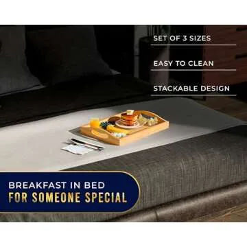 Set of 3 Eco-Friendly Bamboo Serving Trays for Versatile Use