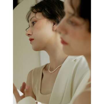 InzheG Freshwater Pearl Necklace 14K Gold Plating Cultured Baroque Handmade Dainty Tiny Delicate Choker Necklace Vintage Aesthetic Jewelry for Women