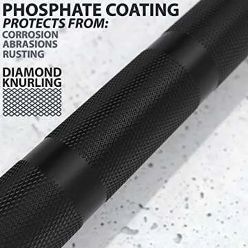 Synergee Open 20kg Men's Black Phosphate Shaft and Chrome Sleeve Olympic Barbell. Rated 1000lbs for Weightlifting and Powerlifting.