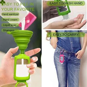 8 PCS Hand Sanitizer Holder Keychain, 60ml/2oz Empty Travel Size Bottles with Silicone Keychain, Por...