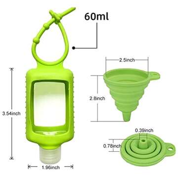 8 PCS Hand Sanitizer Holder Keychain, 60ml/2oz Empty Travel Size Bottles with Silicone Keychain, Portable Plastic Leakproof Squeeze Bottles with Flip Cap for Sanitizer Conditioner