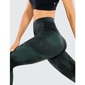 CRZ YOGA Womens Naked Feeling Workout 7/8 Yoga Leggings - 25 Inches High Waist Tight Pants Emerald Green Tie-Dye Flowers Small