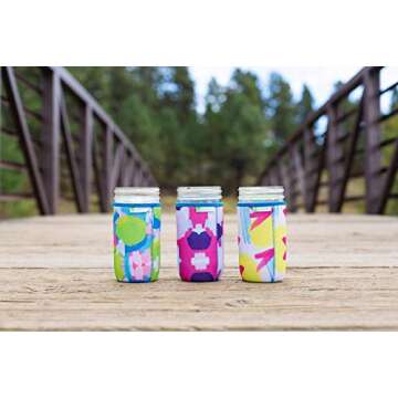 JarJackets Neoprene Mason Jar Protector Sleeve - Fits 24oz (1.5 pint) Jars (4, Multicolor)