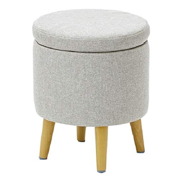 HIGOGOGO Round Storage Ottoman - Functional Footrest in Beige