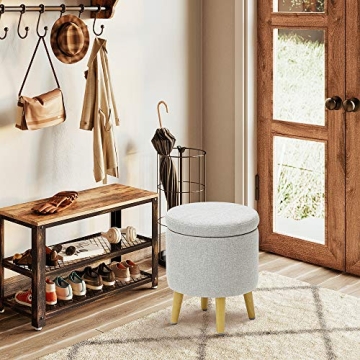 HIGOGOGO Round Storage Ottoman - Functional Footrest in Beige