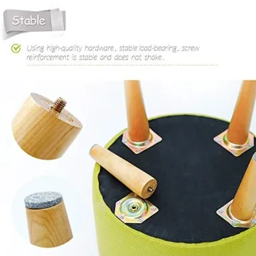 HIGOGOGO Round Storage Ottoman - Functional Footrest in Beige