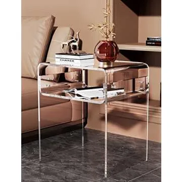Stylish Solaround Acrylic End Table - Clear 2-Tier Design