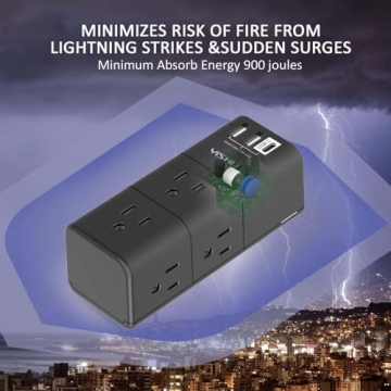 YISHU 6 Outlet Surge Protector with USB Ports