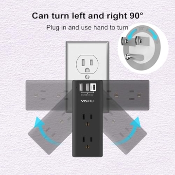 YISHU 6 Outlet Surge Protector with USB Ports