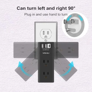 YISHU 6 Outlet Surge Protector with USB Ports
