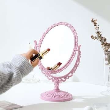 XPXKJ Shabby Chic Decorative Mirror Vintage Desk Mirror Cute Victorian Style Room Decoration Vanity ...