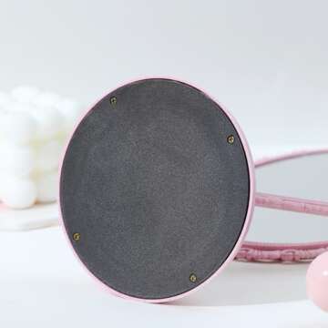 XPXKJ Shabby Chic Decorative Mirror Vintage Desk Mirror Cute Victorian Style Room Decoration Vanity Mirror (Pink)