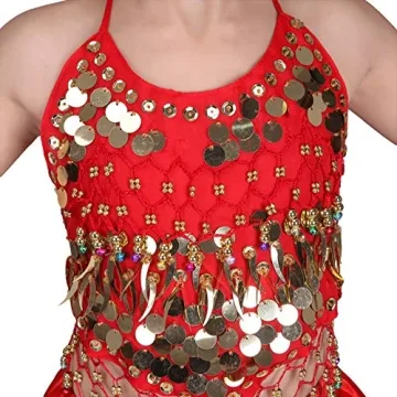 Rolanko Girls Flamenco Dance Costume Set for Ages 4-11