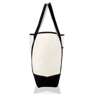 DALIX Extra Large Zippered Grocery Tote Bag in Black