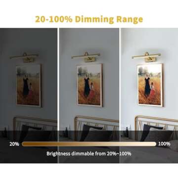 DESOOP Battery Operated Picture Light with Remote and Timer, Wireless Art Lights for Paintings Brass...