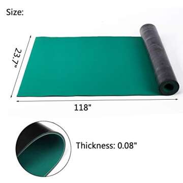 MYOYAY 23.6" x 118" Rubber ESD Soldering Mat Roll 0.08" Thick Anti-Static High Temperature Workbench Mat Electrical Grounding Desk Pad for Workstation Soldering Electronics Circuit Board Repair