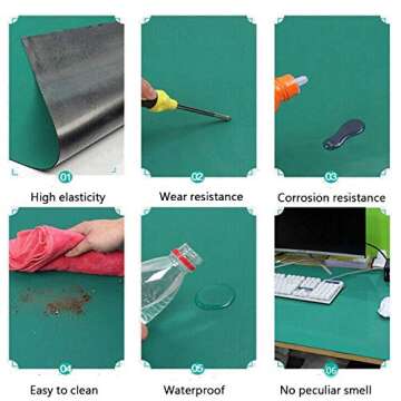 MYOYAY 23.6" x 118" Rubber ESD Soldering Mat Roll 0.08" Thick Anti-Static High Temperature Workbench Mat Electrical Grounding Desk Pad for Workstation Soldering Electronics Circuit Board Repair
