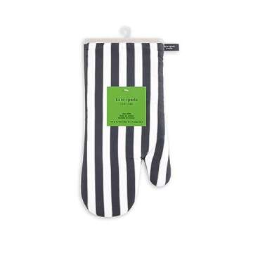 Kate Spade New York Botanical Stripe Oven Mitt 2-Pack Set, 7" x 13", Black/Beige