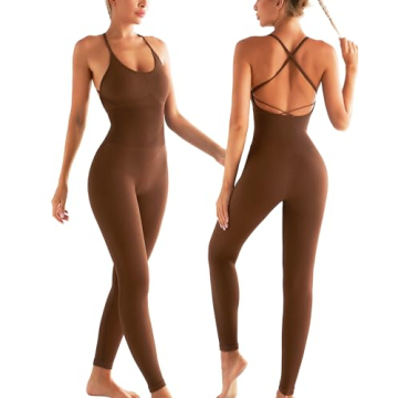 RUNNING GIRL One Piece Jumpsuit, Ribbed Workout Bodycon Full Body Romper Jumpsuit with Tummy Control...