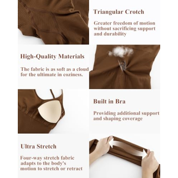 RUNNING GIRL One Piece Jumpsuit, Ribbed Workout Bodycon Full Body Romper Jumpsuit with Tummy Control(2954 Dark Brown S)