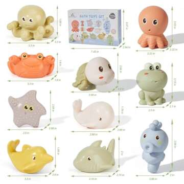 BYKASIST Safe Baby Bath Toys for 6-12 Months - 9 Pack