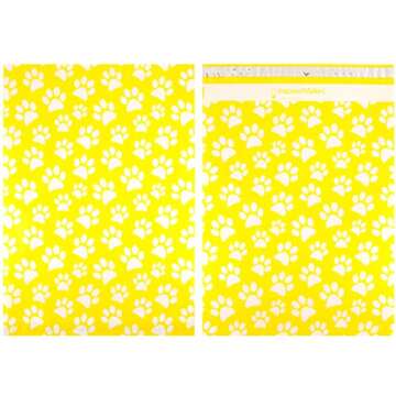 Inspired Mailers - Large Poly Mailers 14.5 x 19-50 Pack - Yellow Puppy Paw Prints - Cute Shipping Bags - Large Mailing Envelopes - Large Shipping Envelopes - Mailers Poly Bags
