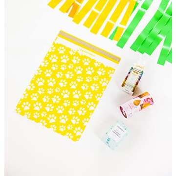 Inspired Mailers - Large Poly Mailers 14.5 x 19-50 Pack - Yellow Puppy Paw Prints - Cute Shipping Bags - Large Mailing Envelopes - Large Shipping Envelopes - Mailers Poly Bags