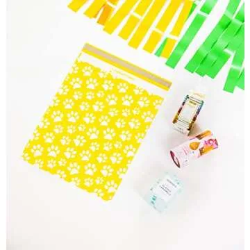 Inspired Mailers - Large Poly Mailers 14.5 x 19-50 Pack - Yellow Puppy Paw Prints - Cute Shipping Bags - Large Mailing Envelopes - Large Shipping Envelopes - Mailers Poly Bags