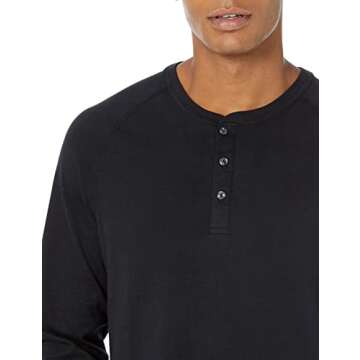 Amazon Essentials Long Sleeve Shirt for Men, Regular-Fit Henley, Available in Big & Tall, Black, X-Large