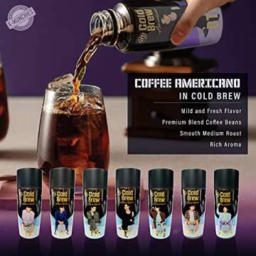 K-Munchies Paldo BTS Coffee - 7 x 270 mL BTS Cold Brew Coffee Americano Premium Package - Bottled Co...