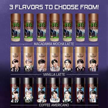 K-Munchies Paldo BTS Coffee - 7 x 270 mL BTS Cold Brew Coffee Americano Premium Package - Bottled Cold Coffee Drink - Instant Canned Coffee Cold Brew Beverages Featuring South Korea's Bangtan Boys