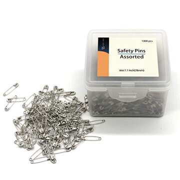 1000Pieces -Safety Pins, 1.1 Inch Safety Pins Clothing Clips Tool 28mm Decorative Safety Pins Assorted, Sewing Accessories Kit.