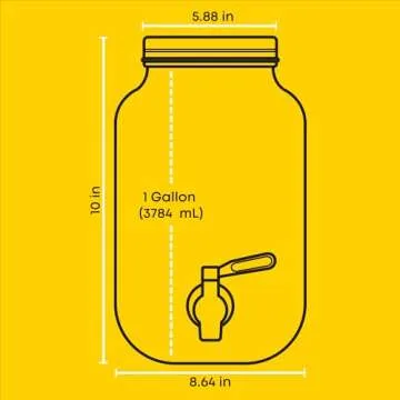 1-Gallon Drink Dispenser. Glass Beverage Dispenser with Stainless steel Spigot plus Ice Cylinder and Fruit Infuser! Water Dispenser, Lemonade Stand, Juice Container - Drink Dispensers for Parties